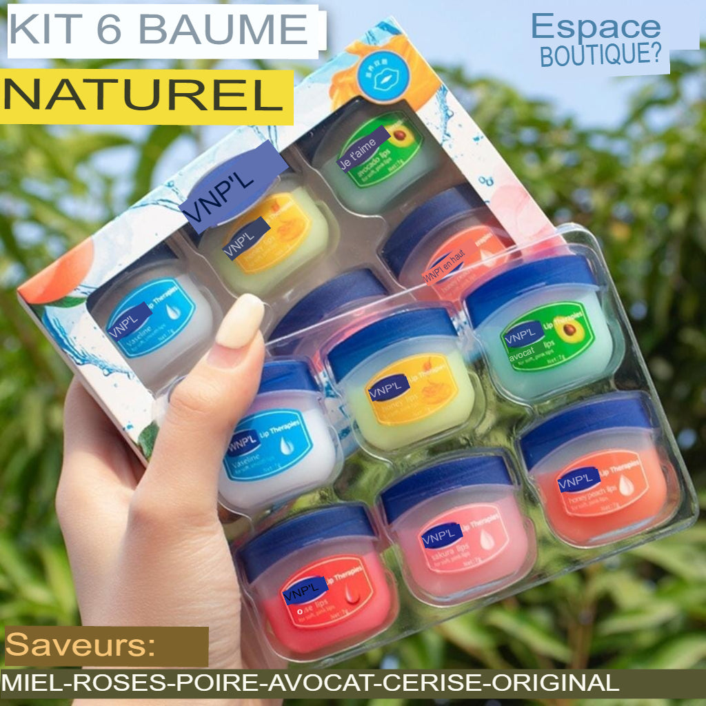 kit com 6 Baume à Lèvres Thérapie Naturel