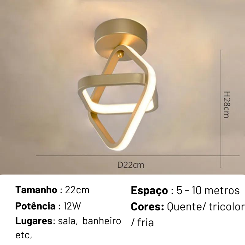 Luminária de teto Triangular sobrepor