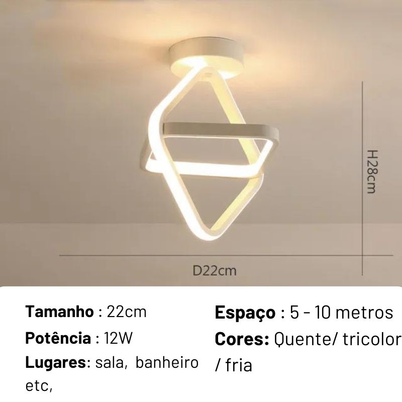 Luminária de teto Triangular sobrepor