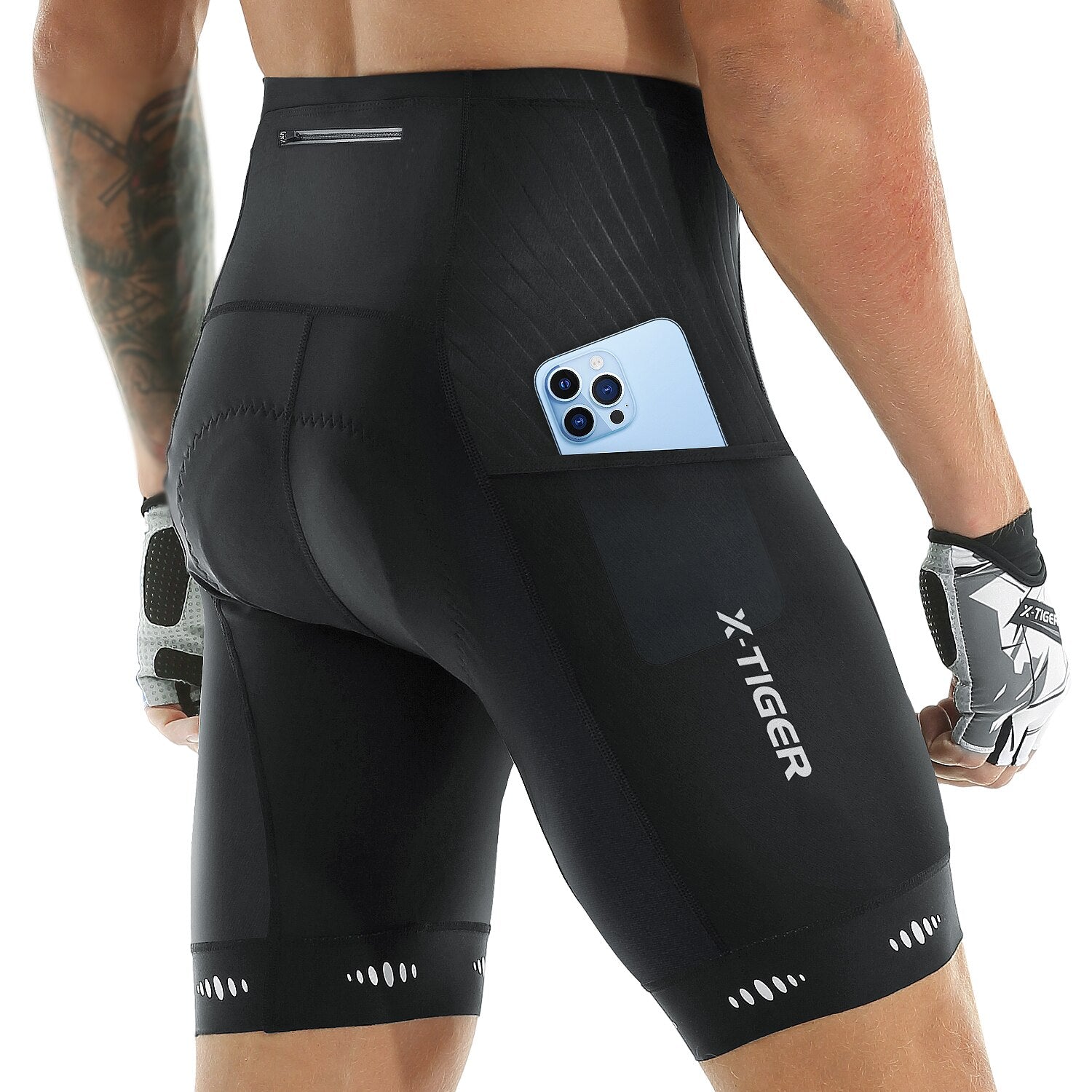 Cuissard de cyclisme pour hommes avec gel 5D et poches Noir