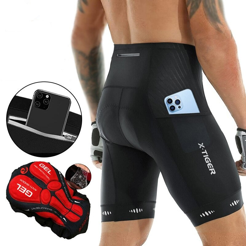 Cuissard de cyclisme pour hommes avec gel 5D et poches Noir