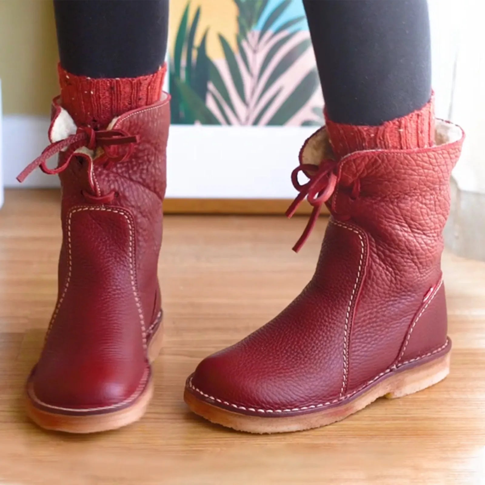 CAVELLI™ | BOTTES IMPERMÉABLES EN CUIR POLAIRE AVEC DOUBLURE EN LAINE