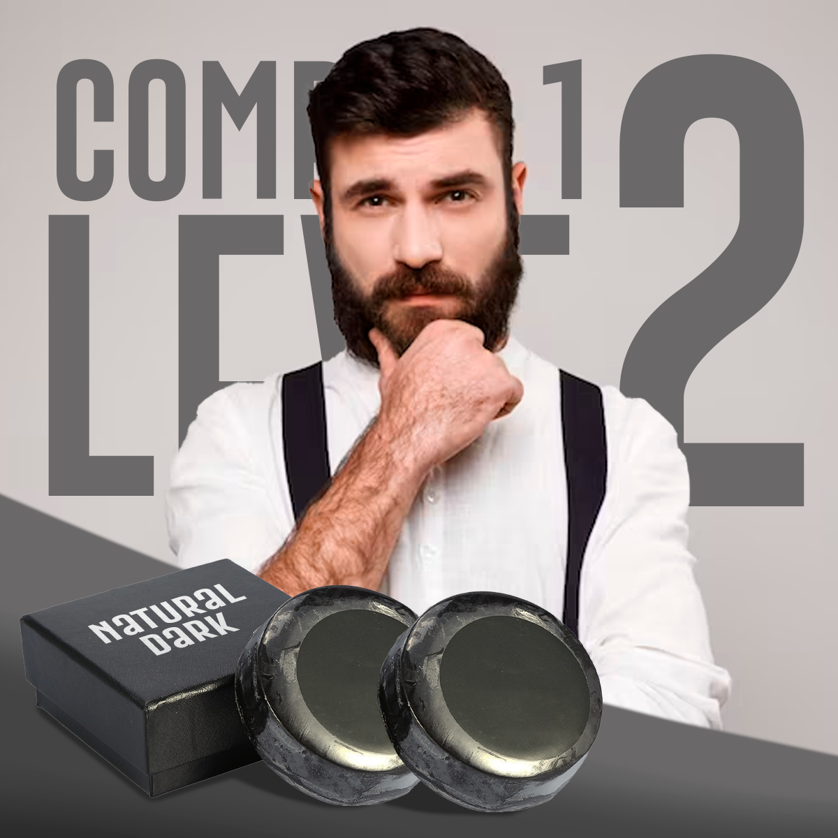 Savon pigmenté pour barbe et cheveux | Foncé naturel – Achetez-en 1, obtenez-en 2