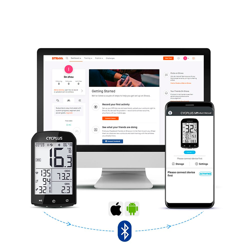Cycplus - GPS pour vélo | Compteur de vitesse étanche, compteur de BPM et de calories