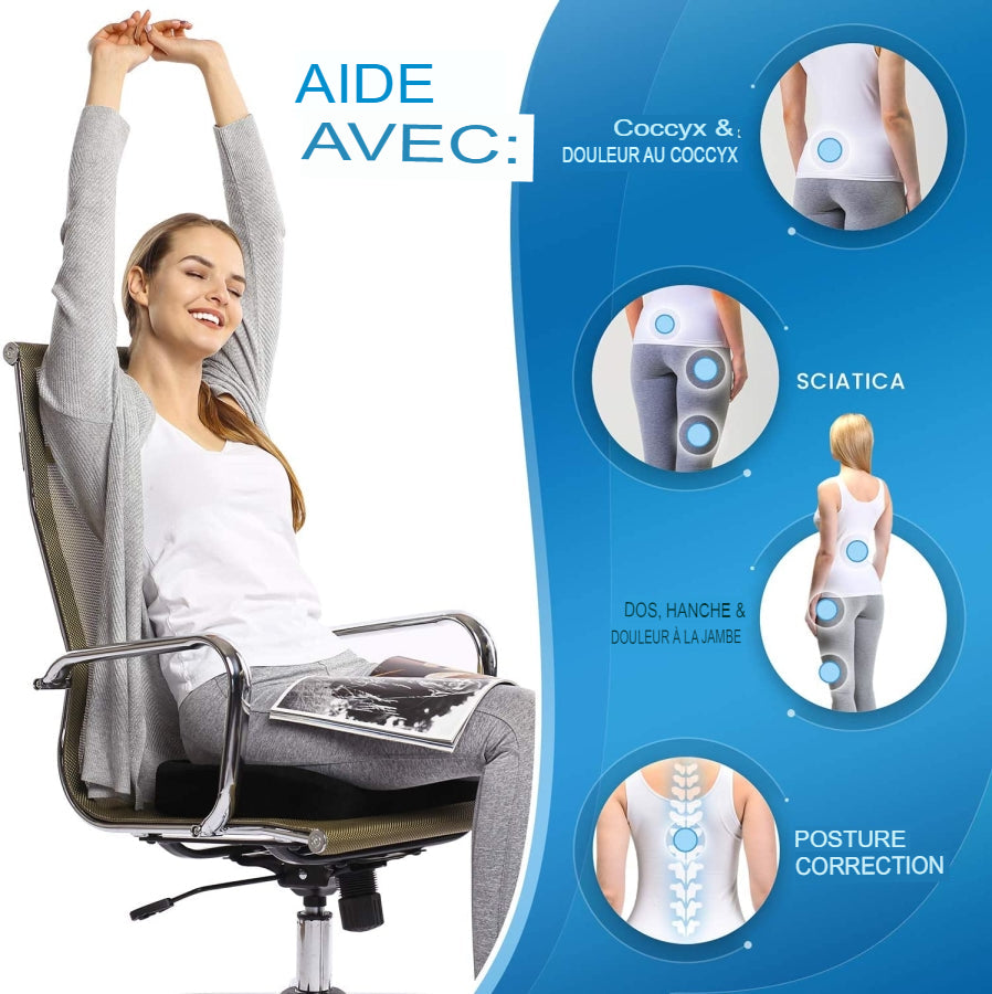 Coussin orthopédique pour siège de bureau et de voiture