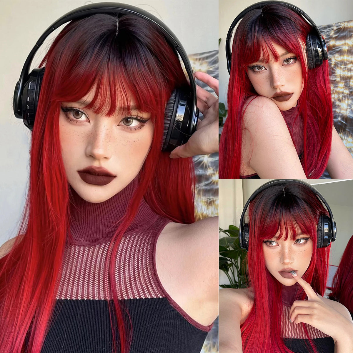 LOUIS FERRE Perruques Hyper Réalistes Rouge Moyen- Extra Cuivre