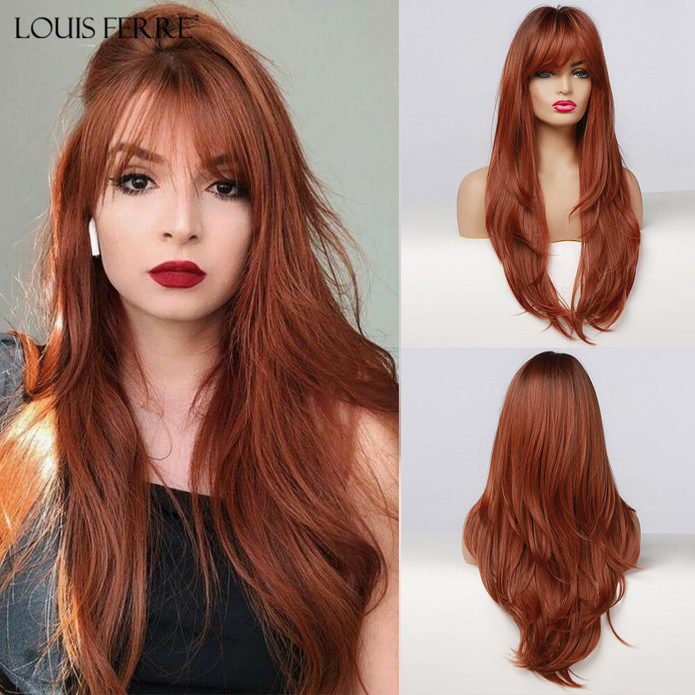 LOUIS FERRE Perruques Hyper Réalistes Rouge Moyen- Extra Cuivre