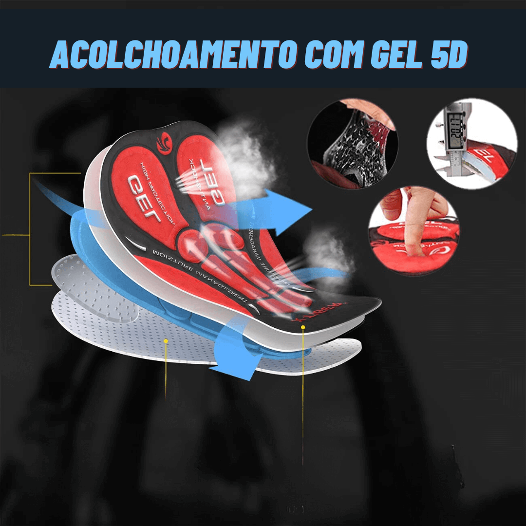 Cuissard de cyclisme pour hommes avec gel 5D et poches Noir